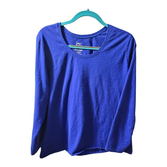 T-Shirt Long Sleeve Women’s Size 1X (16W) Just My Size Essentials Navy Casual - Picture 3 of 6